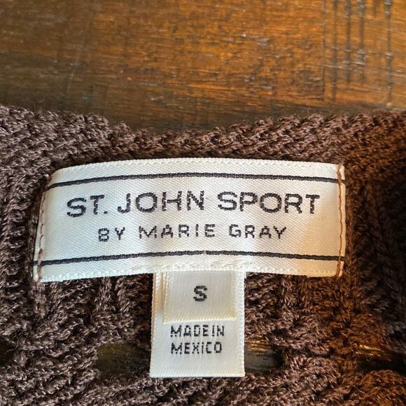 St. John Sport by Marie Gray brown sweater with drawstring waist size small - Picture 8 of 9